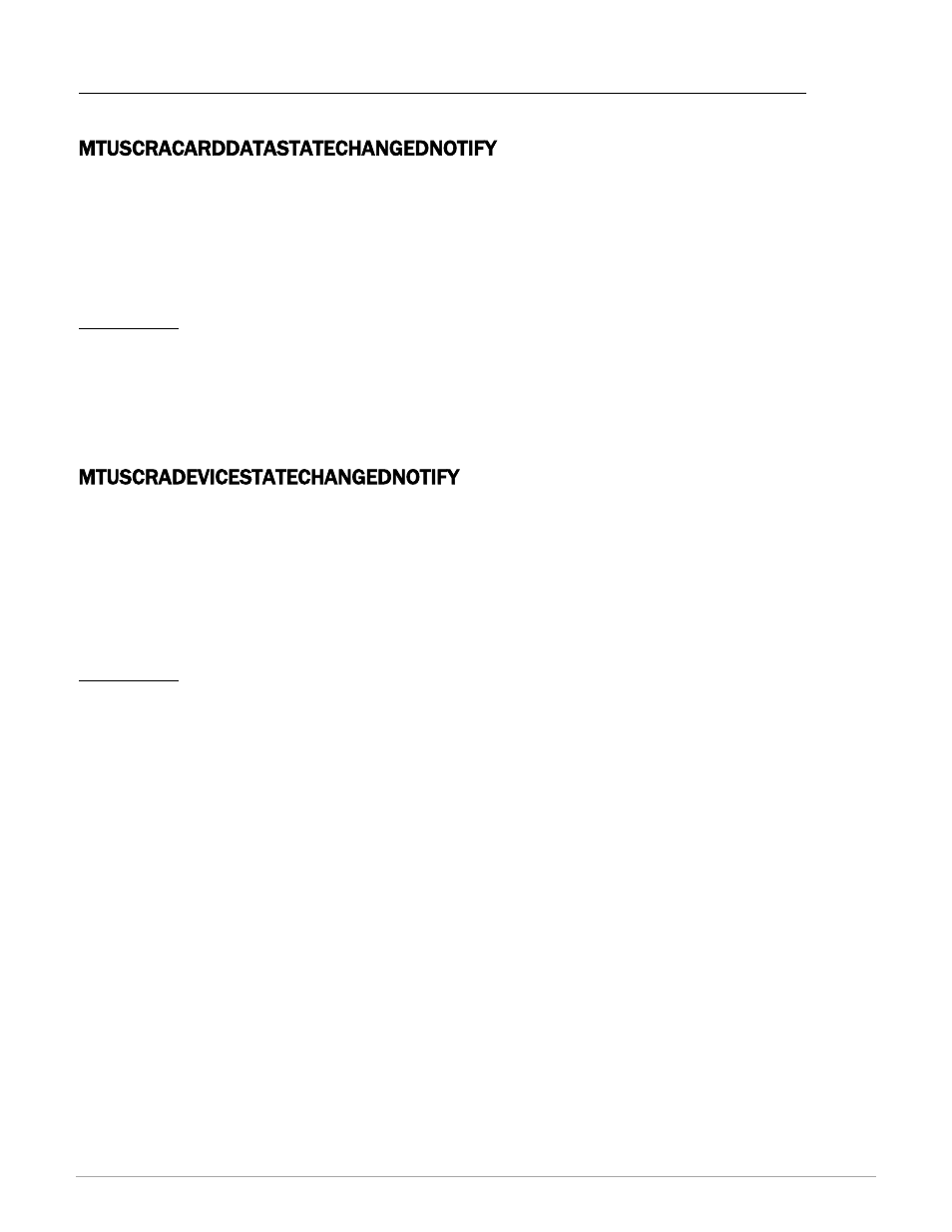 Mtuscracarddatastatechangednotify, Mtuscradevicestatechangednotify | MagTek Secure Card Reader User Manual | Page 10 / 12