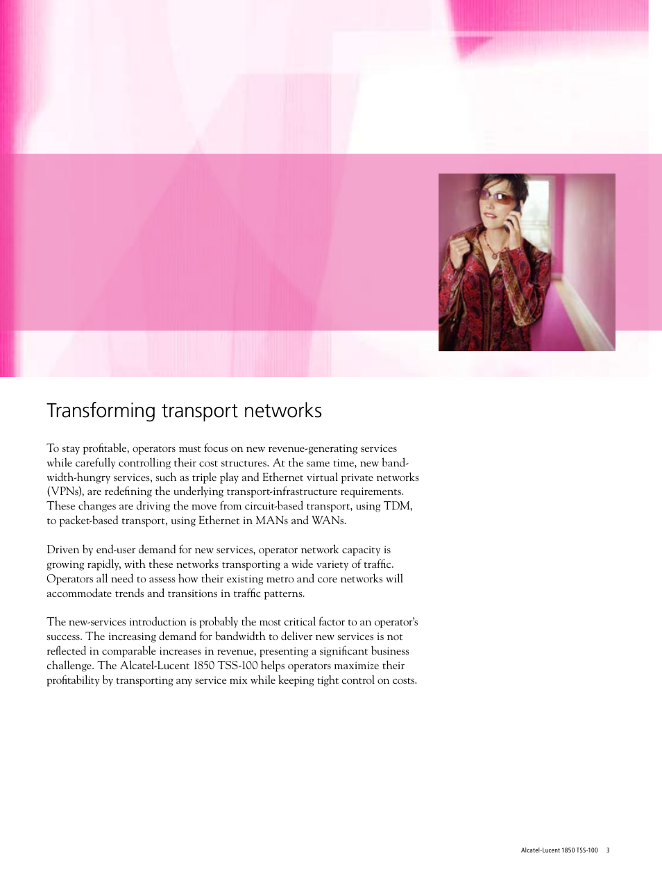 Transforming transport networks | Alcatel-Lucent 1850 TSS-100 User Manual | Page 3 / 12