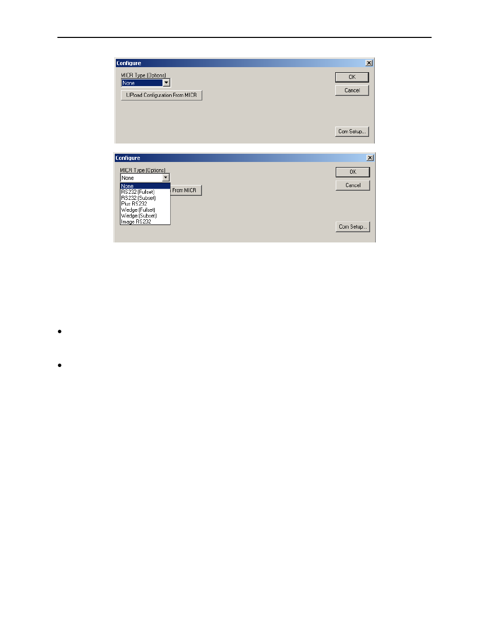 Existing configuration, Download configuration, Save configuration | Figure 4-3. micr type selection | MagTek MICRbase User Manual | Page 19 / 52