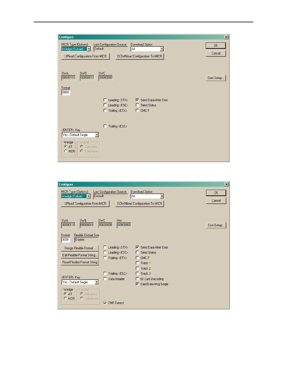 Figure 6-1. configure micr wedge (subset), Figure 6-2. configure micr wedge (fullset) | MagTek MICRbase User Manual | Page 38 / 52