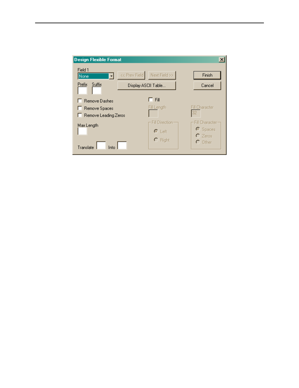 Prefix, Suffix, Remove dashes | Remove spaces, Remove leading zeros, Figure 7-2. design flexible format | MagTek MICRbase User Manual | Page 44 / 52