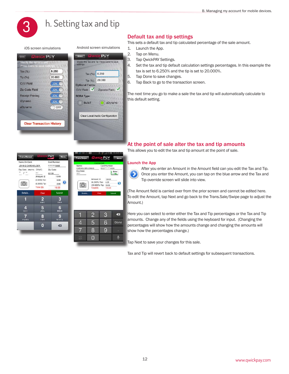 H. setting tax and tip | MagTek QwickPAY User Manual | Page 15 / 46