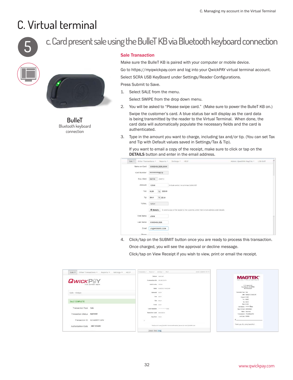 C. virtual terminal | MagTek QwickPAY User Manual | Page 35 / 46