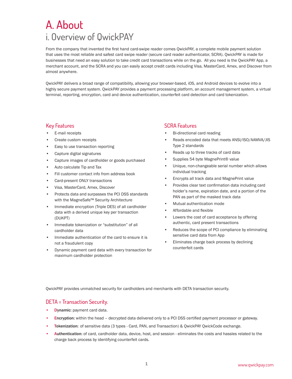 A. about, I. overview of qwickpay | MagTek QwickPAY User Manual | Page 4 / 46