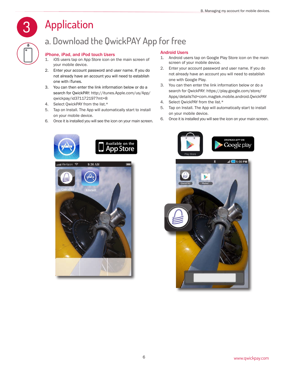 Application, A. download the qwickpay app for free | MagTek QwickPAY User Manual | Page 9 / 46