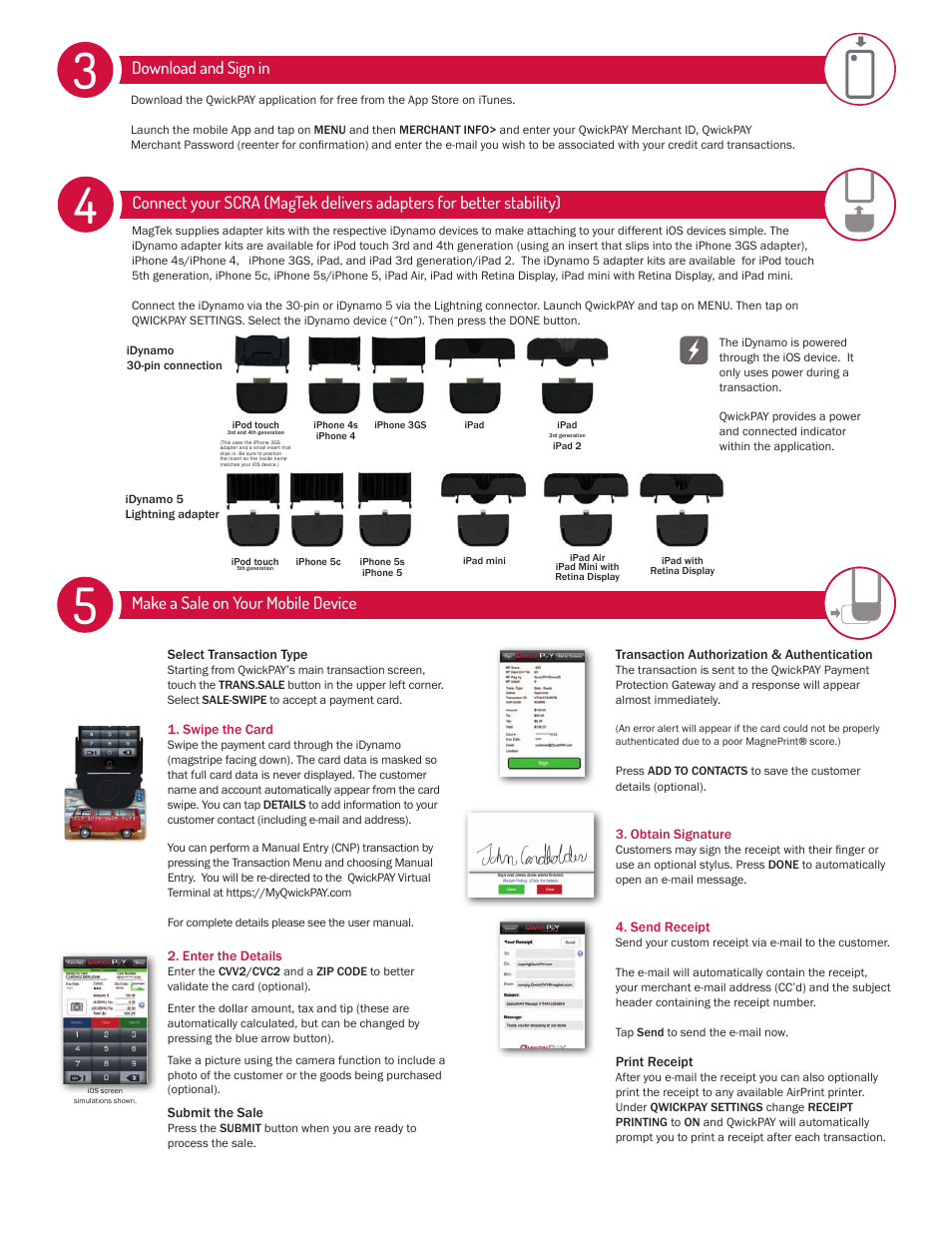 Make a sale on your mobile device, Download and sign in | MagTek QwickPAY iOS User Manual | Page 2 / 2