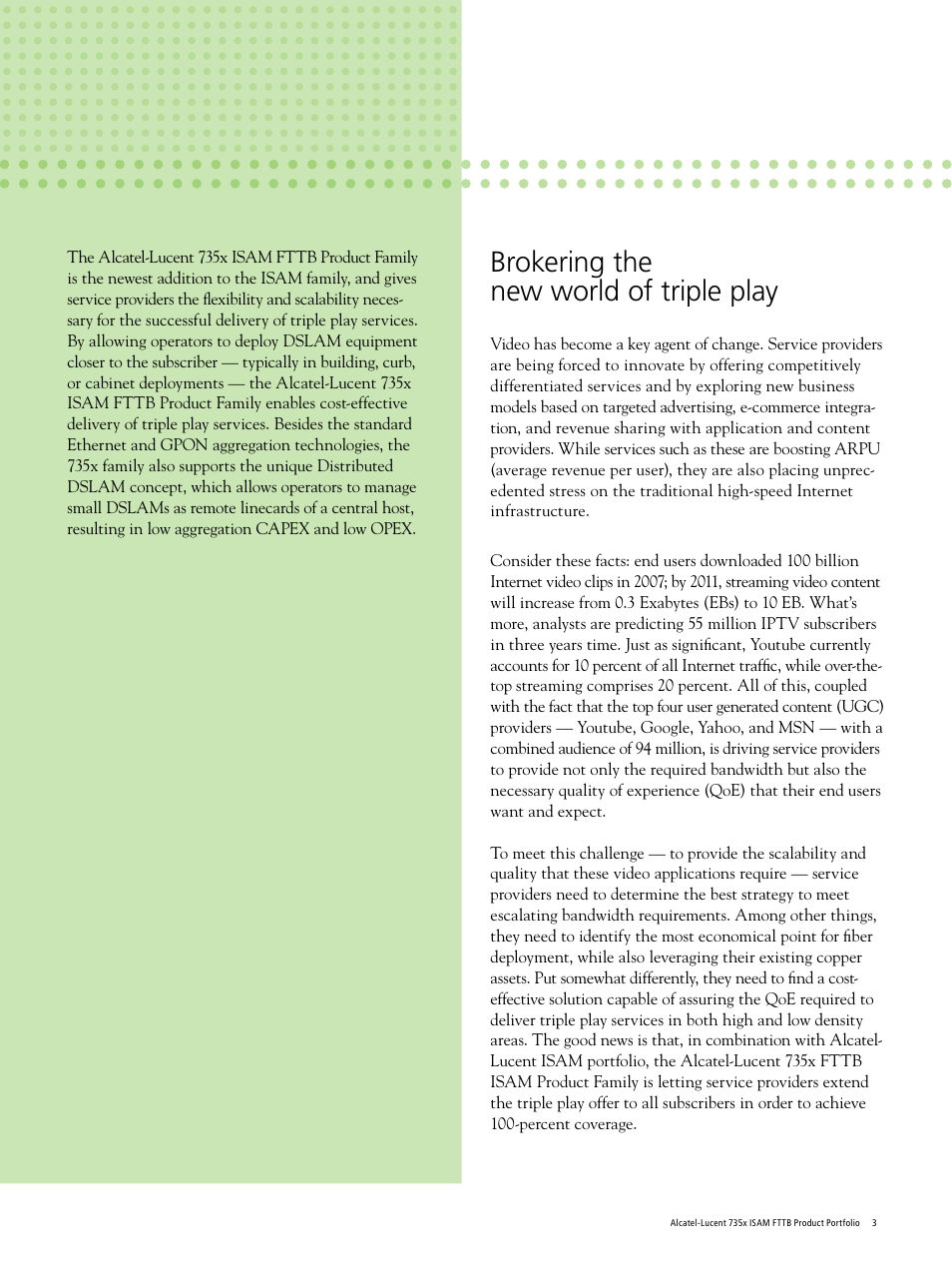 Brokering the new world of triple play | Alcatel-Lucent 735x User Manual | Page 3 / 12