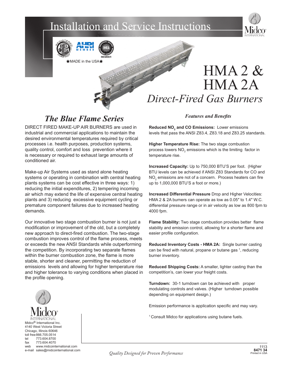 Midco HMA-2 & HMA-2A Series User Manual | 18 pages