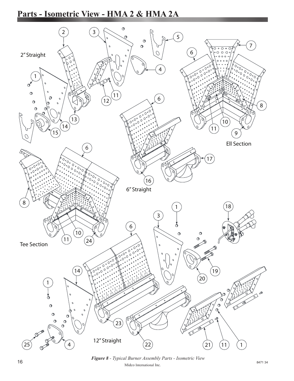 Parts - isometric view - hma 2 & hma 2a | Midco HMA-2 & HMA-2A Series User Manual | Page 16 / 18