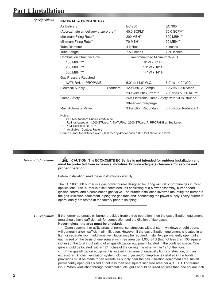 Part 1 installation | Midco EC200 & EC300 User Manual | Page 2 / 14