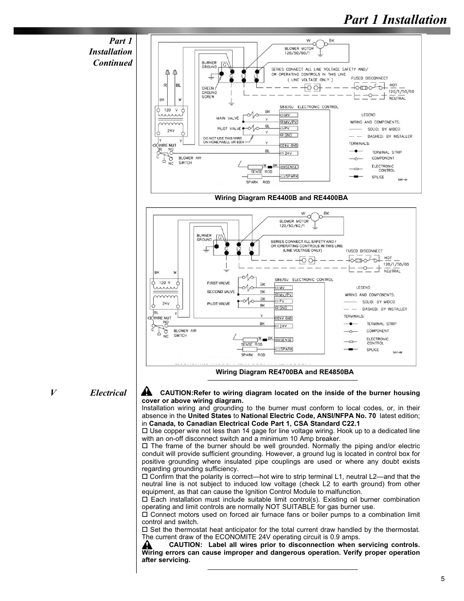 Part 1 installation | Midco Economite RE4400B / RE4400BA User Manual | Page 5 / 16