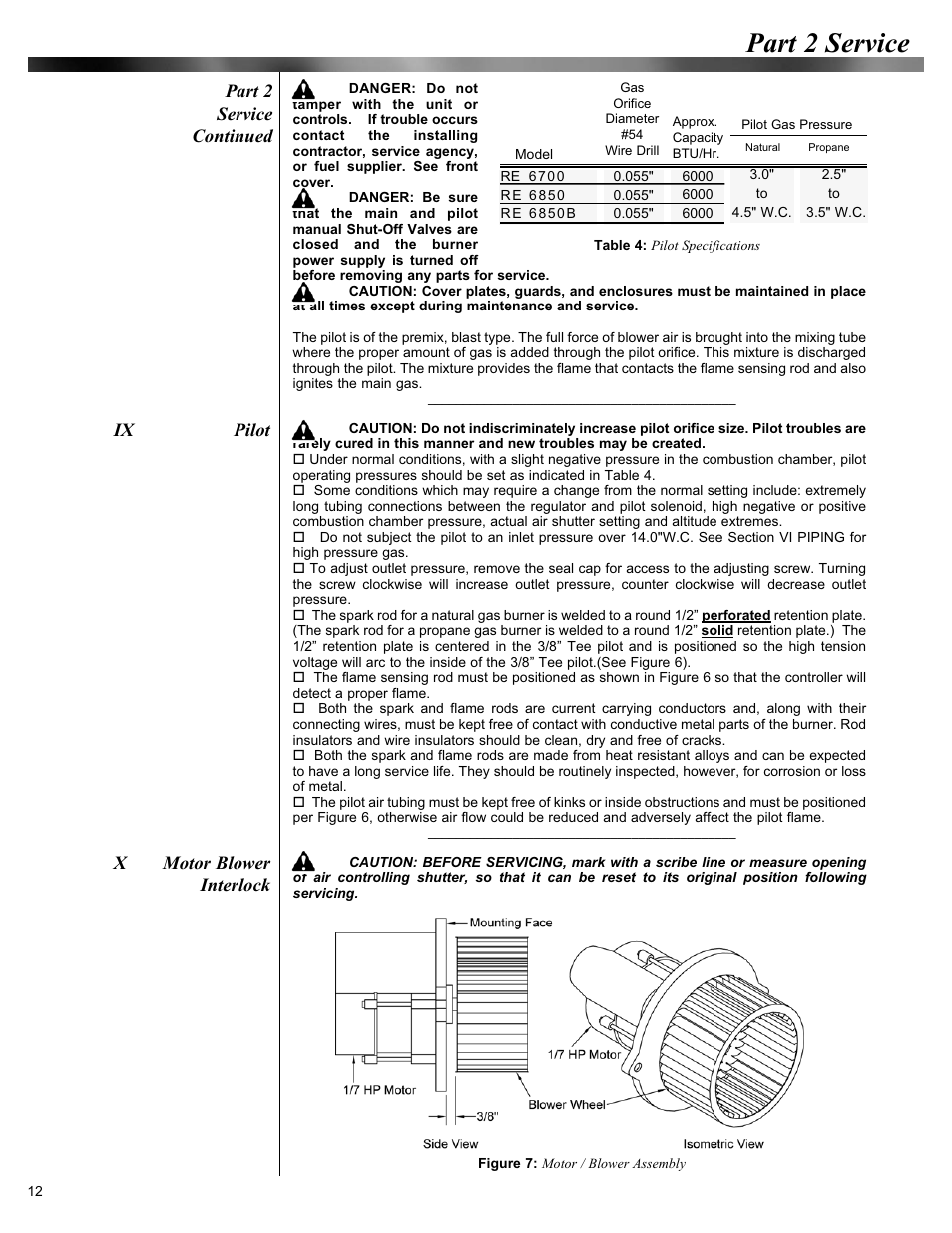 Part 2 service, Part 2 service continued, Xmotor blower interlock ix pilot | Midco Economite RE6850B User Manual | Page 12 / 16