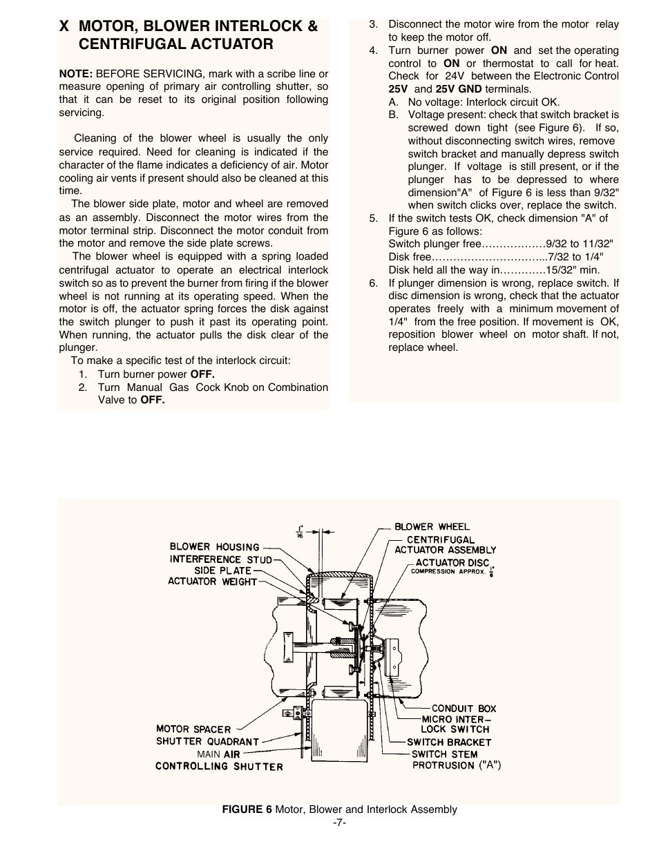 X motor, blower interlock & centrifugal actuator | Midco 400B-33 User Manual | Page 7 / 9