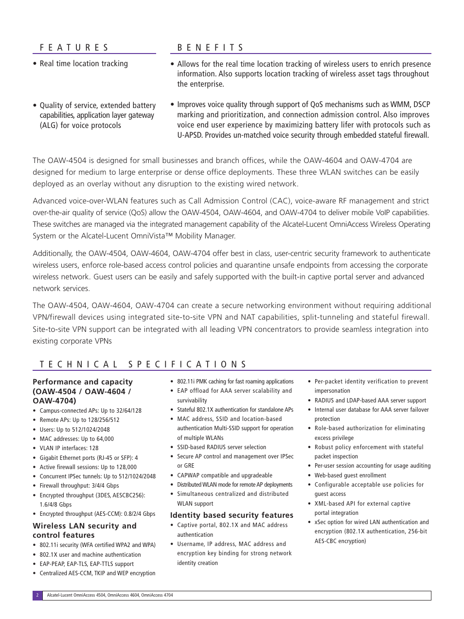 Alcatel-Lucent OmniAccess 4604 User Manual | Page 2 / 4