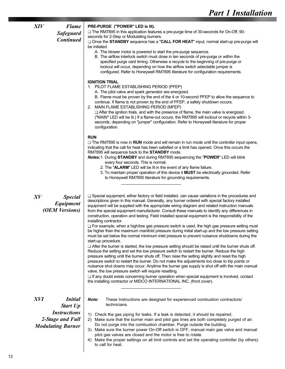 Part 1 installation | Midco Unipower MPG Series User Manual | Page 12 / 15