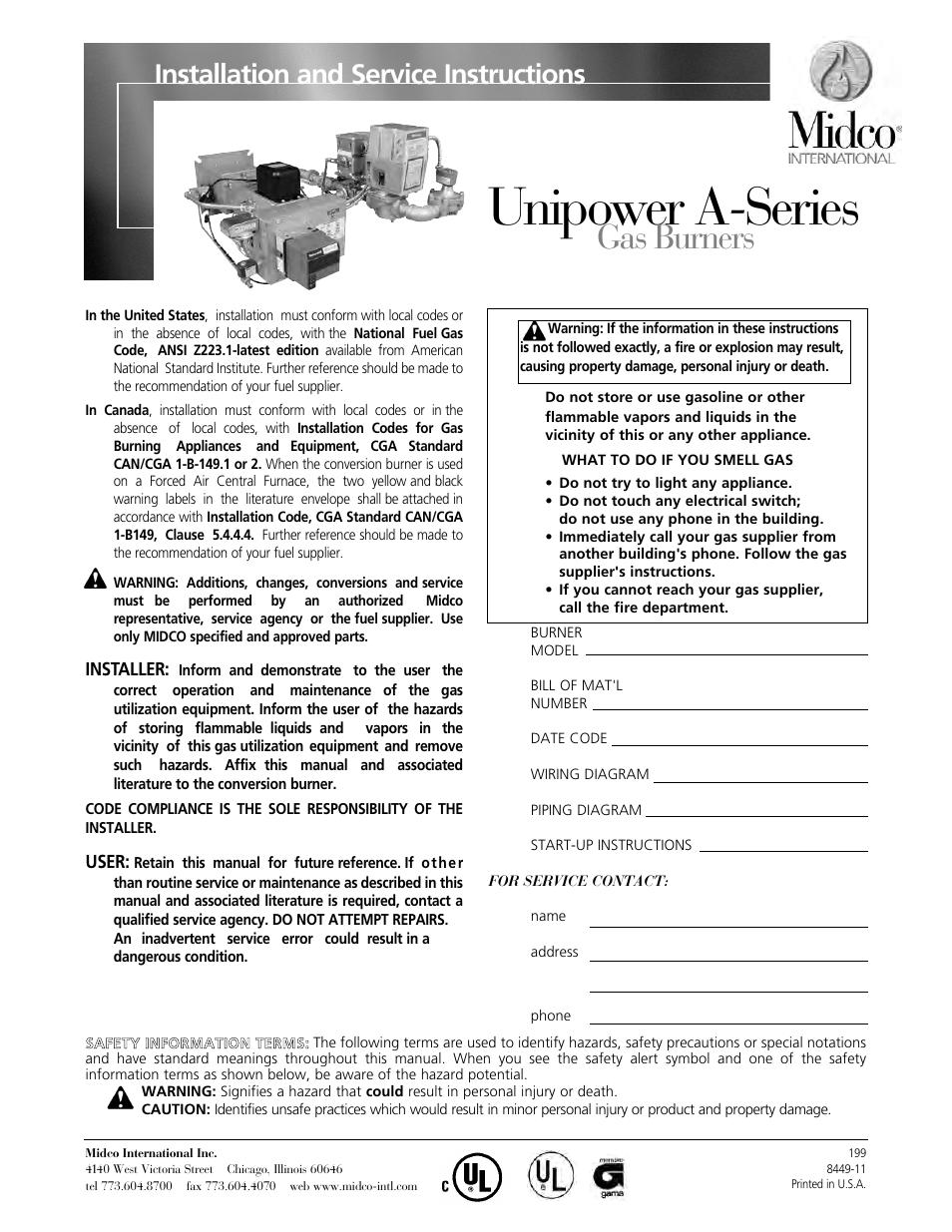 Midco Unipower A-Series User Manual | 12 pages