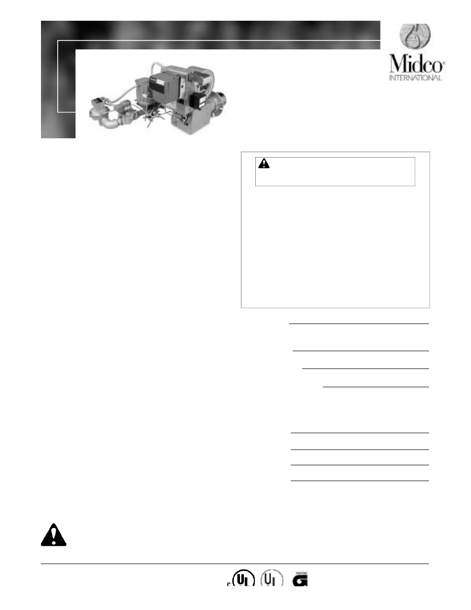 Midco Unipower G-Series User Manual | 16 pages