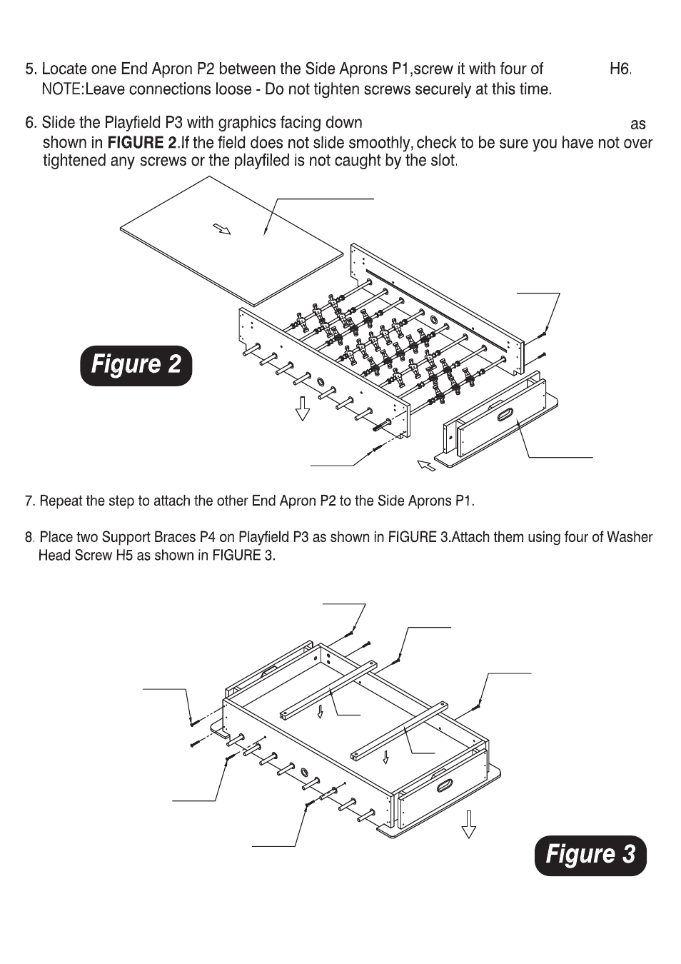 Screws into the groves in the side aprons | On the Edge Marketing Soccer Table #900355 User Manual | Page 6 / 10