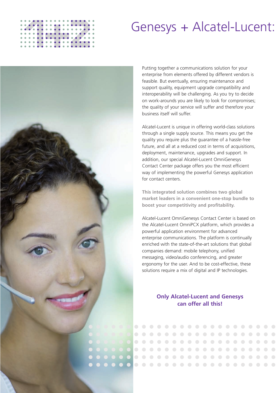 Genesys + alcatel-lucent: the winning alliance | Alcatel-Lucent OmniGenesys User Manual | Page 5 / 8