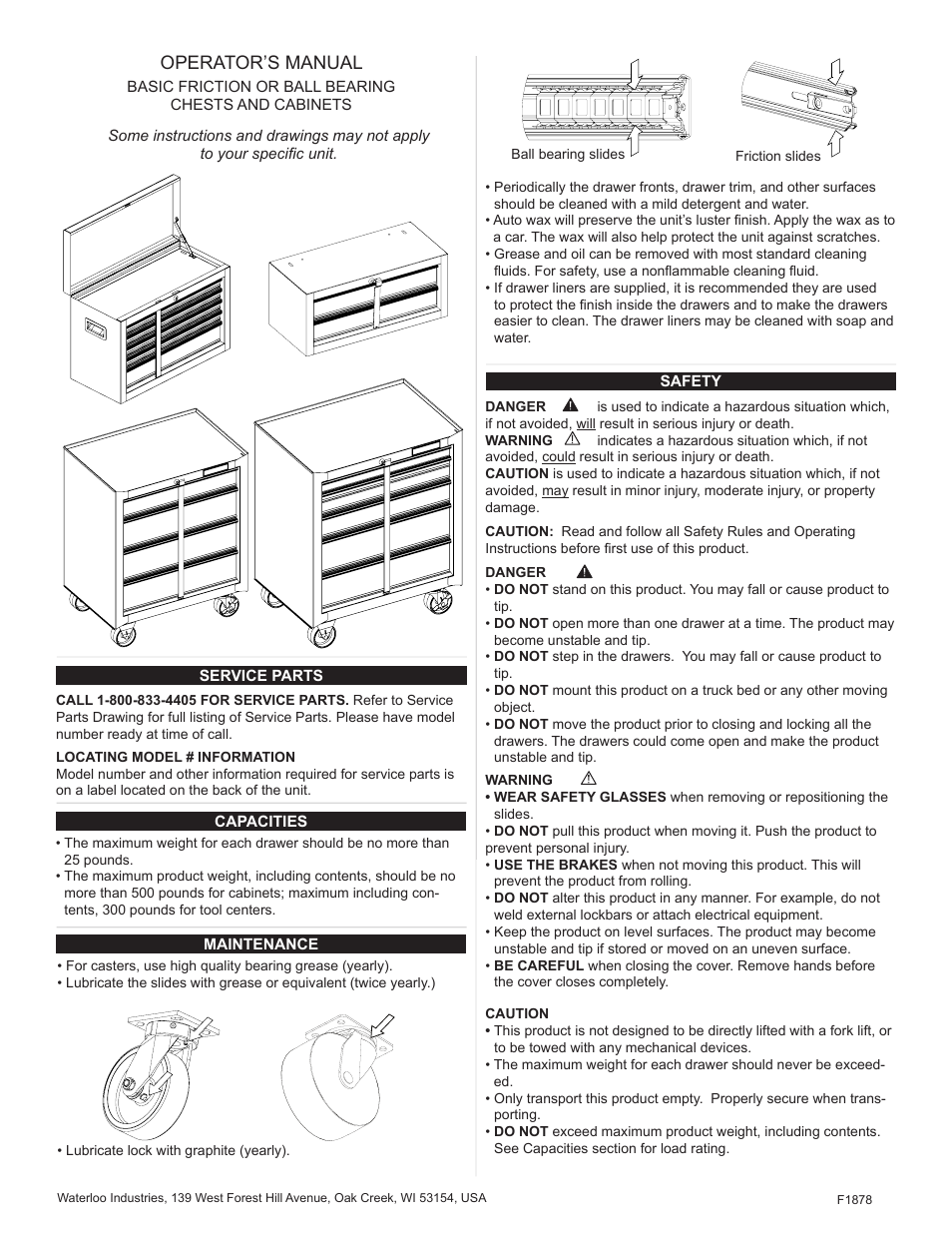 Waterloo F1878 User Manual | 16 pages