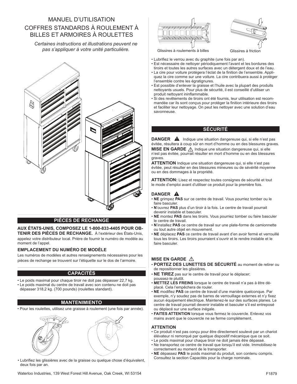 Manuel d’utilisation | Waterloo F1879 User Manual | Page 11 / 20