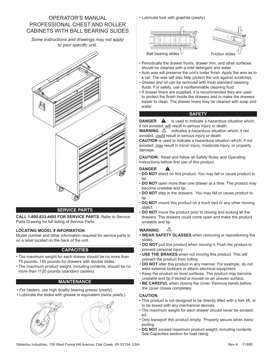 Waterloo F1880 User Manual | 11 pages