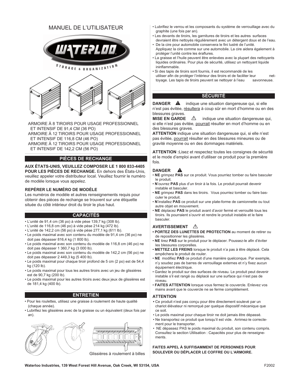Manuel de l’utilisateur | Waterloo F2002 User Manual | Page 13 / 24