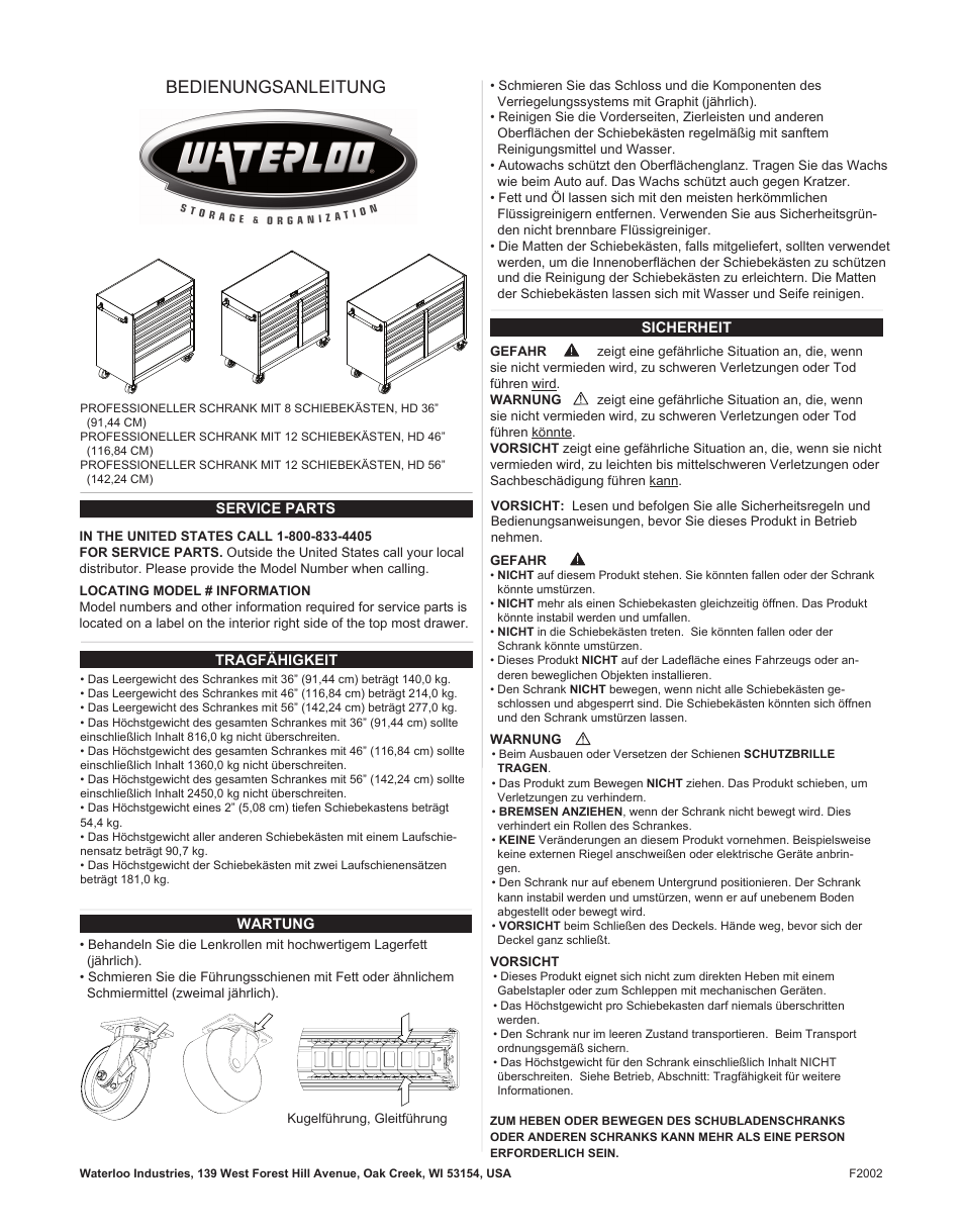 Bedienungsanleitung | Waterloo F2002 User Manual | Page 19 / 24