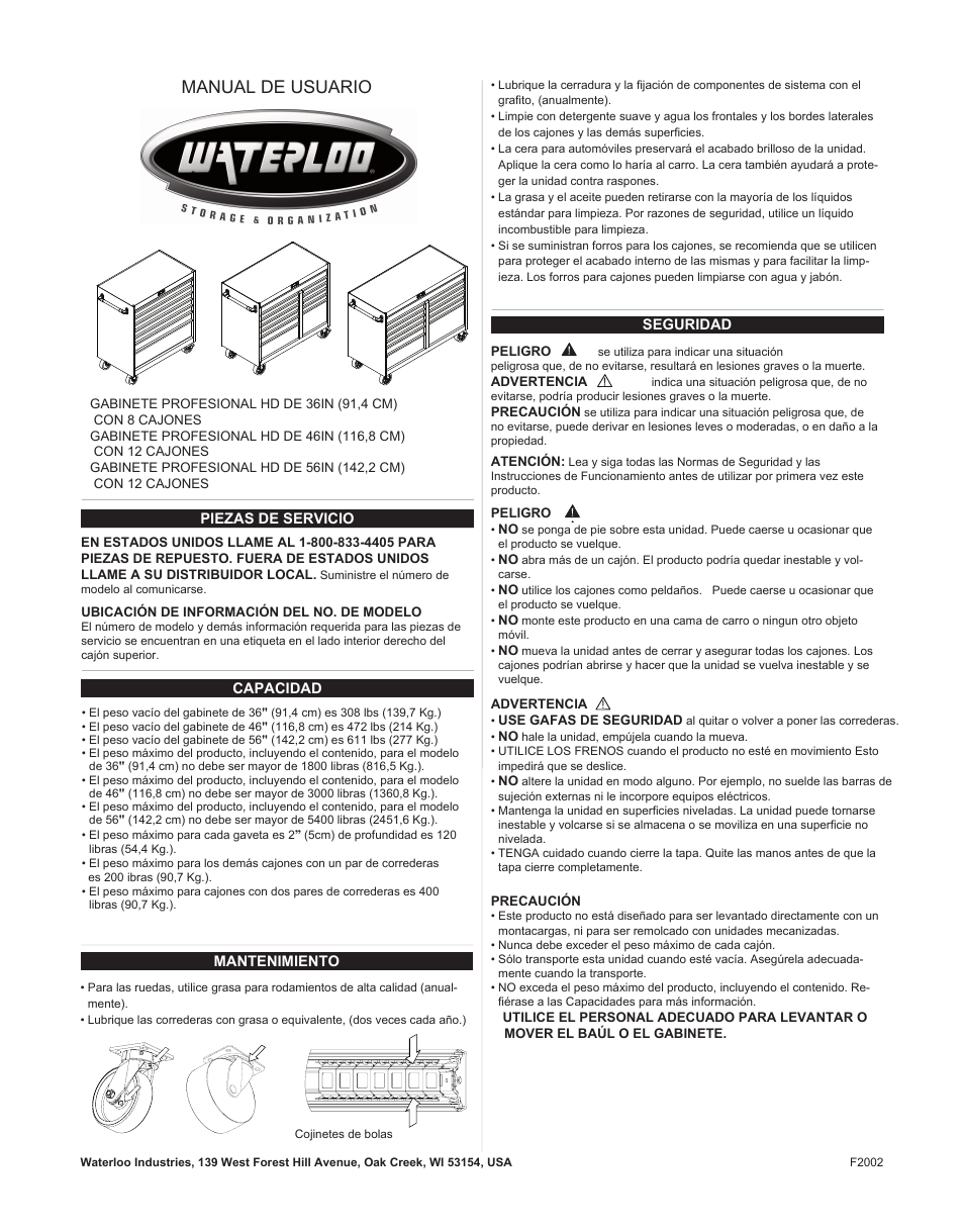 Manual de usuario | Waterloo F2002 User Manual | Page 7 / 24