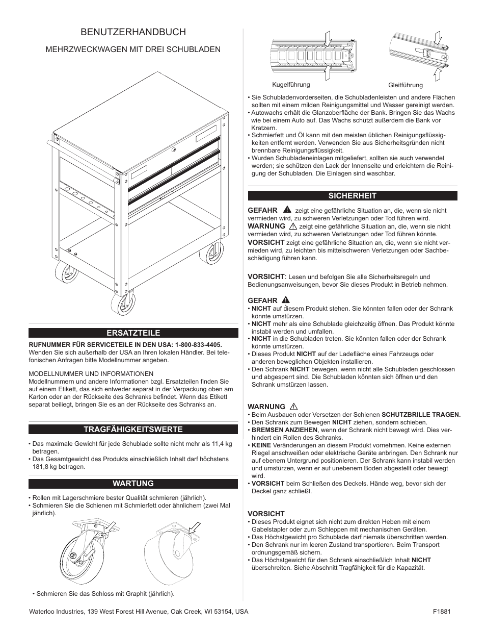 Benutzerhandbuch | Waterloo F1881 User Manual | Page 19 / 24