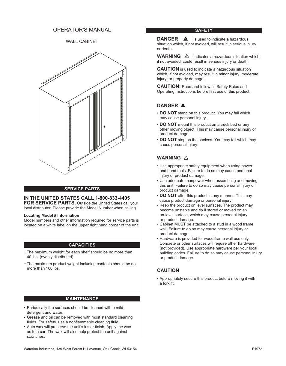 Waterloo F1972 User Manual | 16 pages