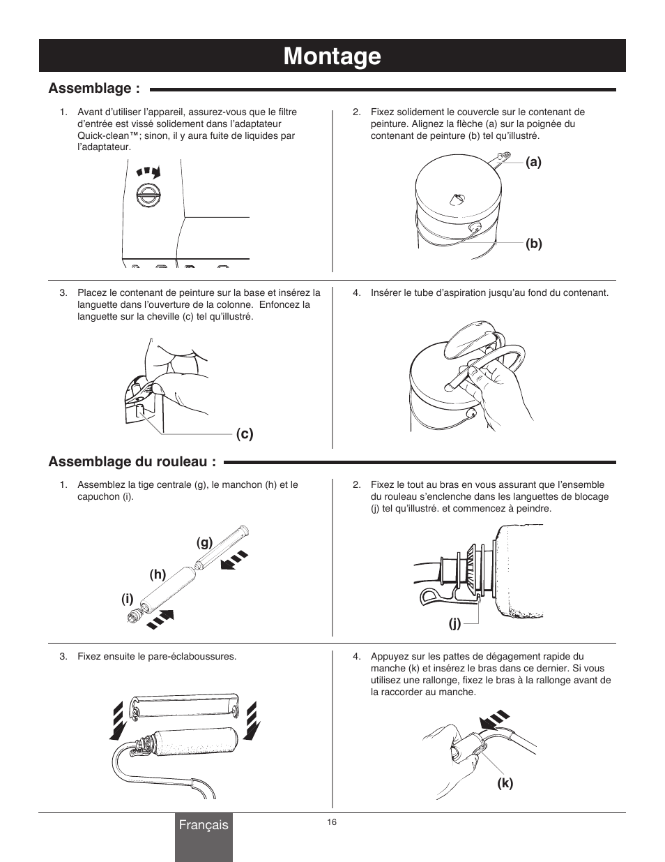 Montage, Assemblage, Assemblage du rouleau | Wagner Power_Roller_Max User Manual | Page 16 / 40