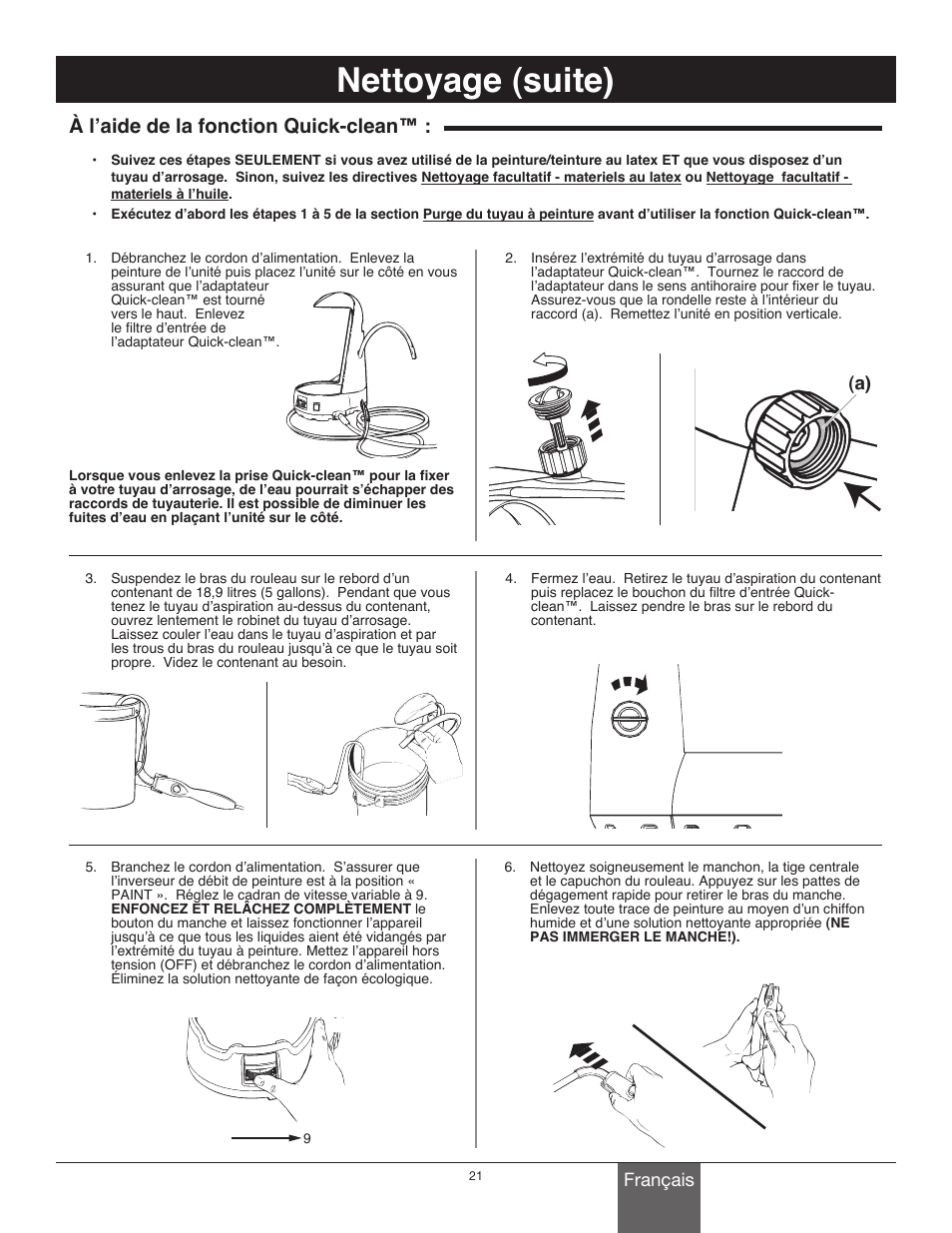 Nettoyage (suite), À l’aide de la fonction quick-clean | Wagner Power_Roller_Max User Manual | Page 21 / 40