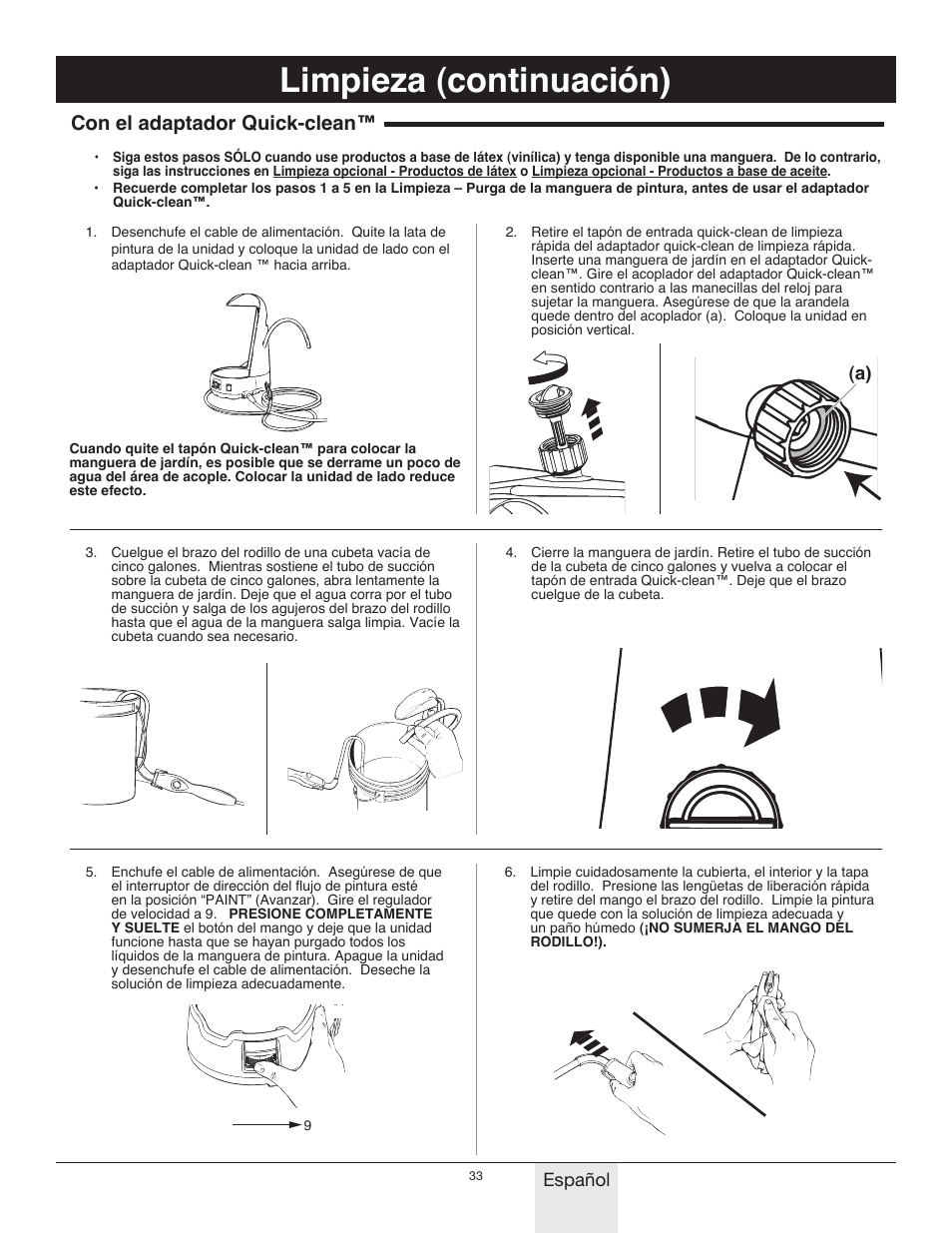 Limpieza (continuación), Con el adaptador quick-clean | Wagner Power_Roller_Max User Manual | Page 33 / 40