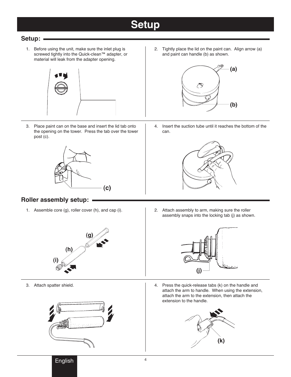 Setup, Setup: roller assembly setup | Wagner Power_Roller_Max User Manual | Page 4 / 40