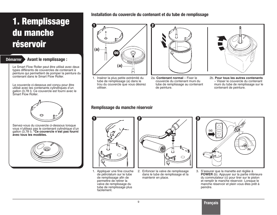 Remplissage du manche réservoir | Wagner SMART Flow Roller User Manual | Page 9 / 20