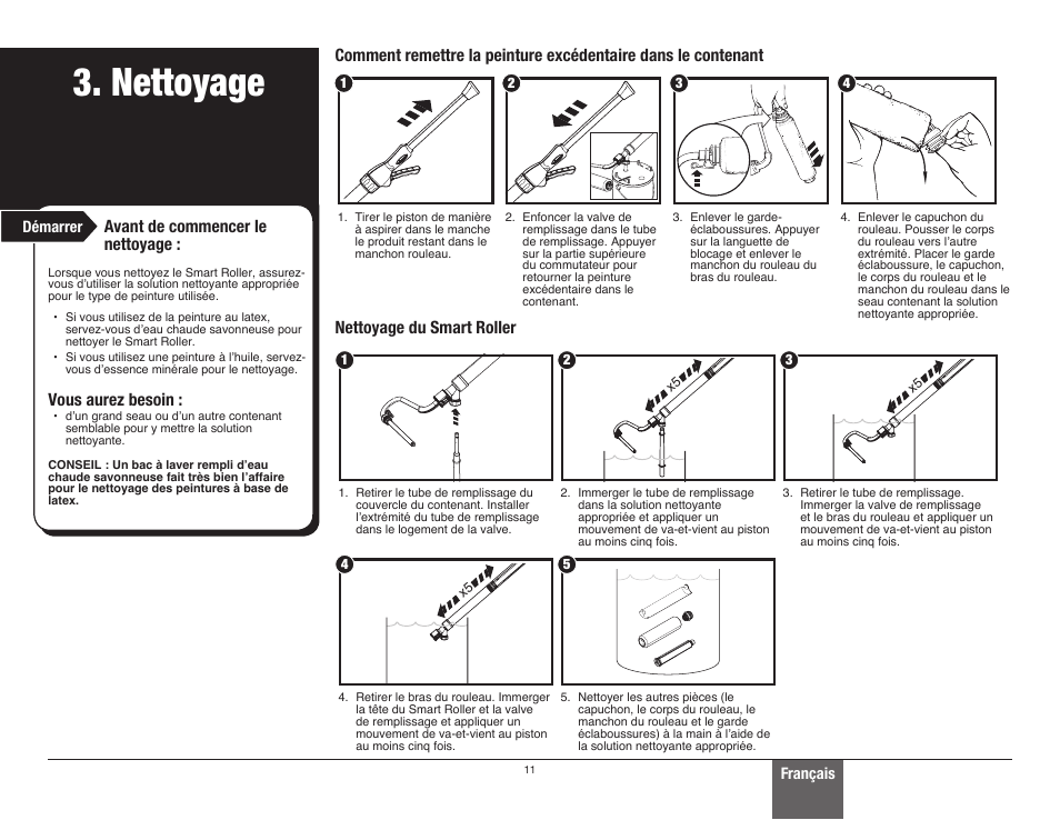 Nettoyage, Vous aurez besoin | Wagner SMART Roller User Manual | Page 11 / 20