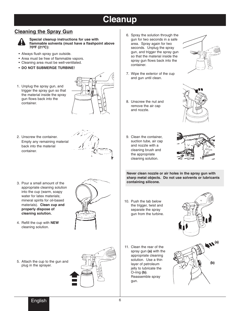 Cleanup, Cleaning the spray gun | Wagner Control Spray User Manual | Page 6 / 10