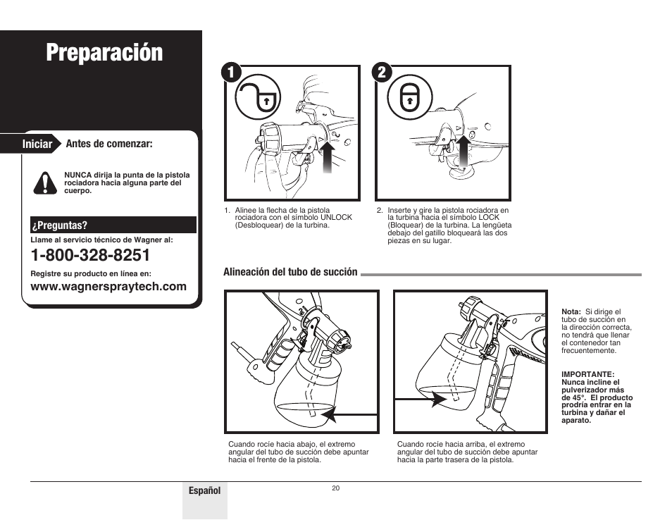 Preparación, Iniciar | Wagner Control Spray Double Duty User Manual | Page 20 / 28