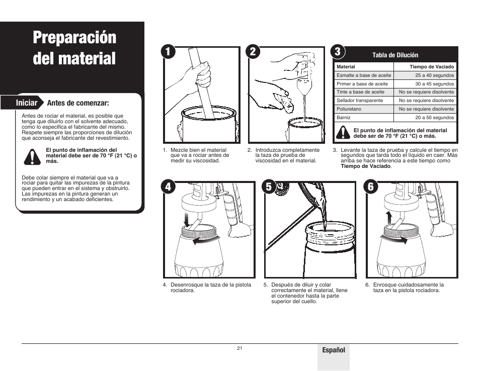 Preparación del material, Iniciar | Wagner Control Spray Double Duty User Manual | Page 21 / 28