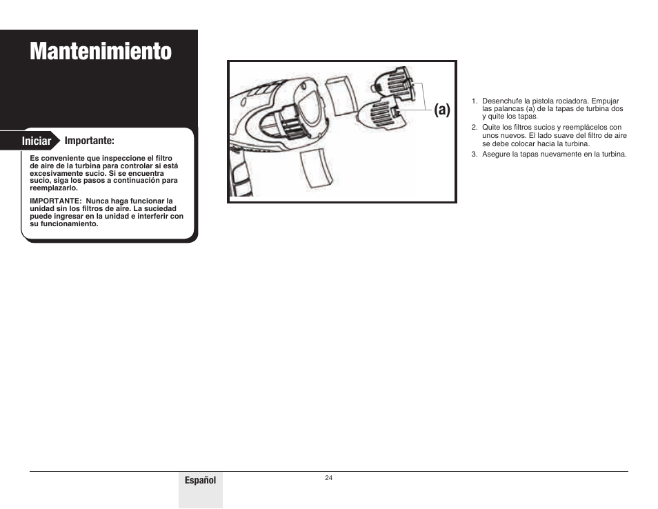 Mantenimiento, Iniciar | Wagner Control Spray Double Duty User Manual | Page 24 / 28