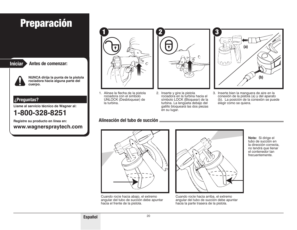 Preparación, Iniciar | Wagner Control Spray Max User Manual | Page 20 / 28
