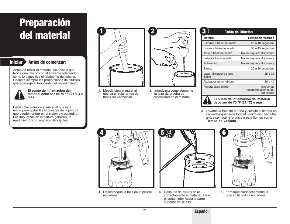 Preparación del material, Iniciar | Wagner Control Spray Max User Manual | Page 21 / 28