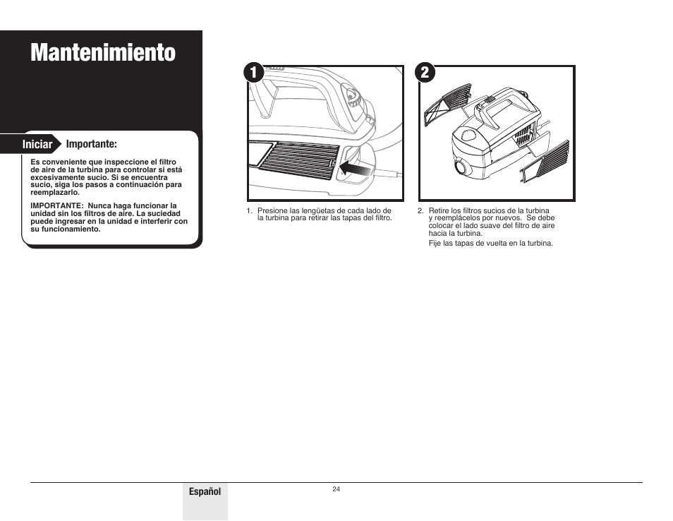 Mantenimiento, Iniciar | Wagner Control Spray Max User Manual | Page 24 / 28