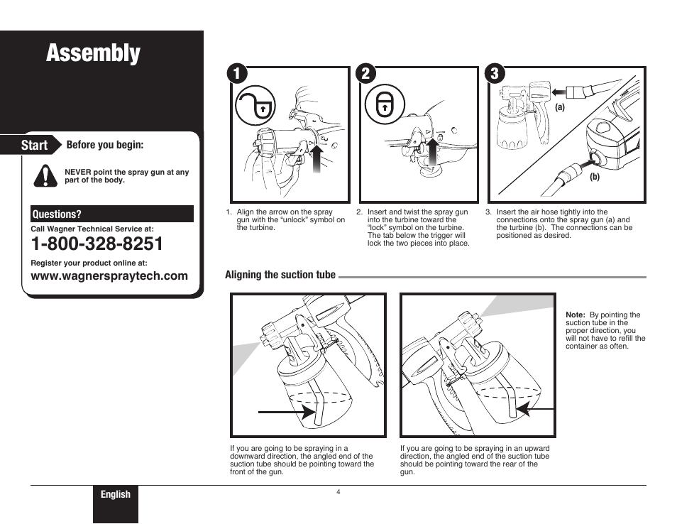 Assembly, Start | Wagner Control Spray Max User Manual | Page 4 / 28