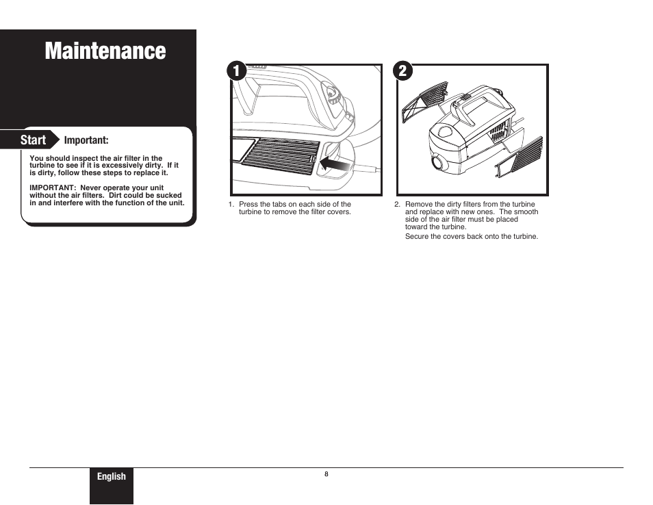 Maintenance, Start | Wagner Control Spray Max User Manual | Page 8 / 28