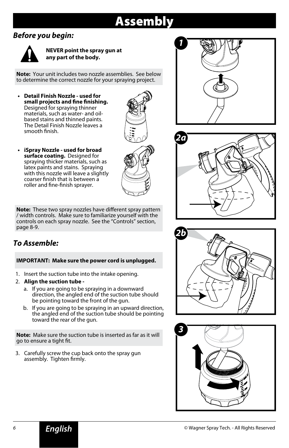 Assembly, 12a 2b 3, English | Before you begin | Wagner Flexio 690 Sprayer User Manual | Page 6 / 20