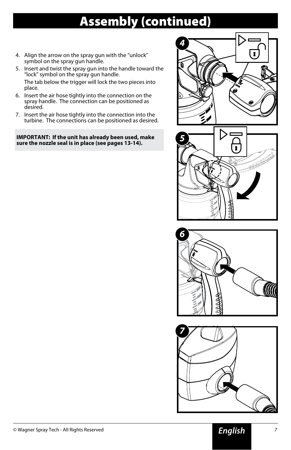 Assembly (continued), English | Wagner Flexio 690 Sprayer User Manual | Page 7 / 20