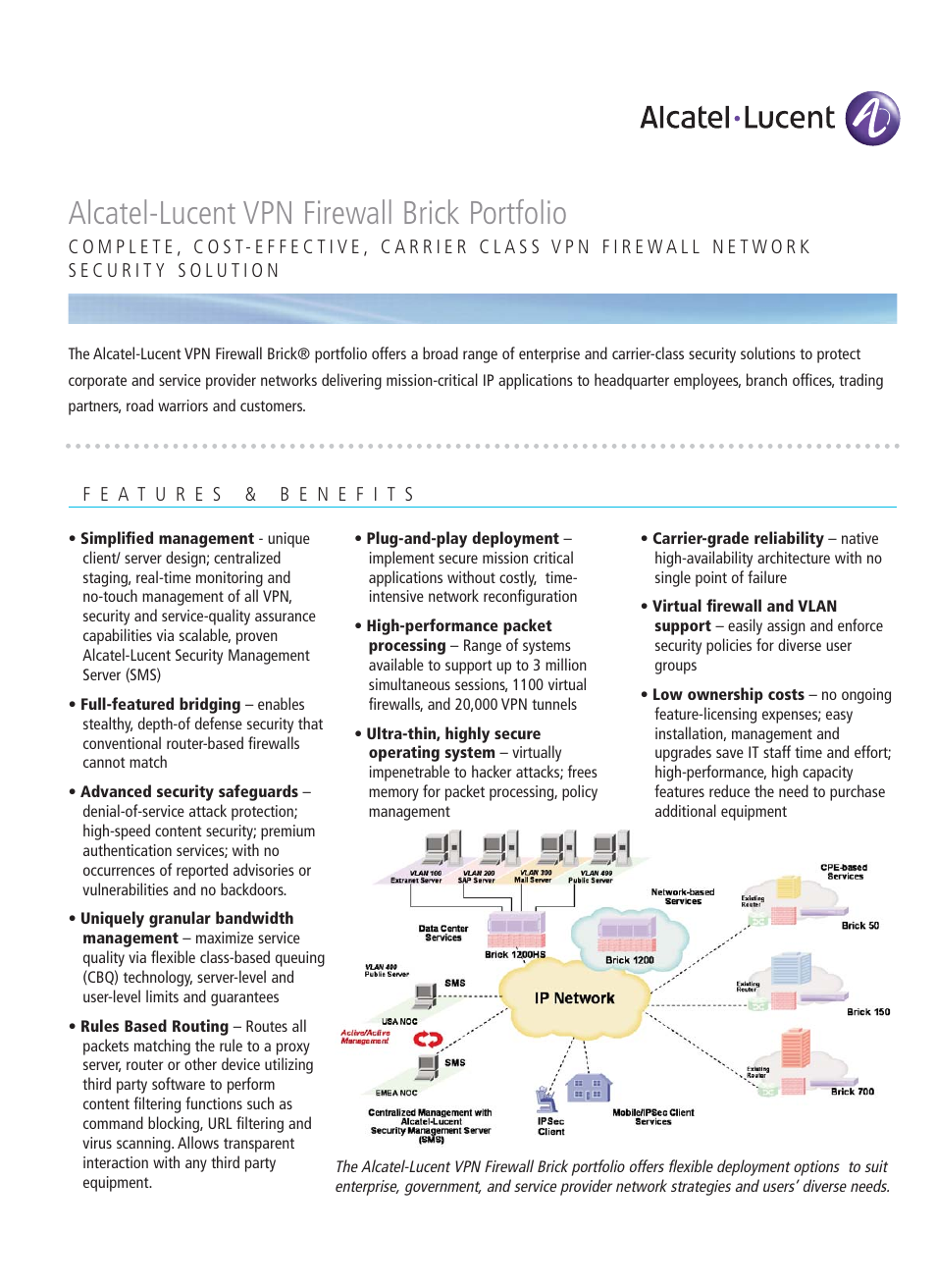 Alcatel-Lucent VPN Firewall Brick Portfolio User Manual | 2 pages