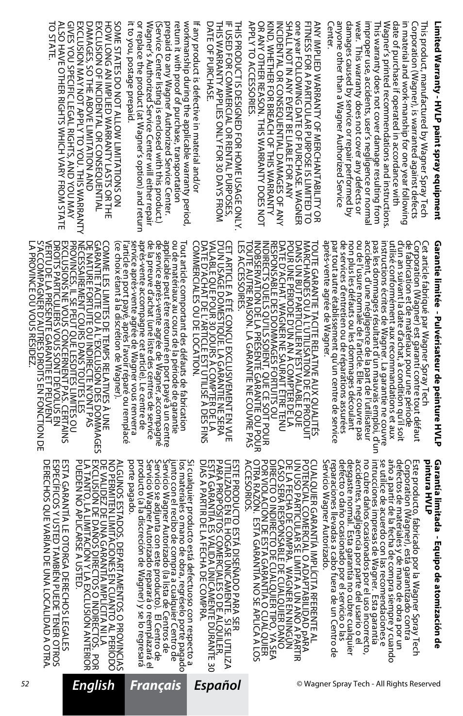 Español français english | Wagner Flexio 890 Sprayer User Manual | Page 20 / 20
